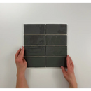 Donkere grijze rechthoekige tegels in stapelpatroon, Atlas Graphite Brillo 7,5x15