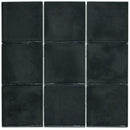 Nine zwarte glanzende keramische tegels kag10915 black glossy in een raster laid out