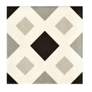 Geometrisch tegelpatroon met zwarte, witte en grijze ruitvormen voor Madelaine decor-8