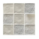 Negen textuurrijke ceramic tiles in een 3x3 grid van Maroc Blanc Mate