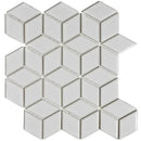 Witte glanzende PACU100 White Glossy keramische mozaïektegels in driedimensionaal kubuspatroon
