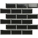 Alt tekst voor PAME915 Black Glossy: Glanzende zwarte keramische subway tegelmozaiek