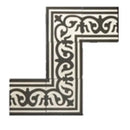 L-vormige decoratieve rand met een sierlijk fleurig patroon in zwart-wit voor Rioja Decor 1-C
