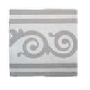 Decoratieve tegel Rioja Decor 11-A met grijs krulpatroon en horizontale strepen