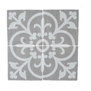Decoratieve grijze en witte Rioja Decor tegels met bloemenmedaillon patroon