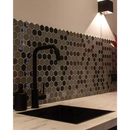 Matte black faucet with hexagonal tiles, perfect for Khaki Matt Glossy vibes