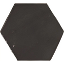 Zellige Hexa Graphite 10,8x12,4 met glanzend zwart hexagonaal tegeltje