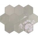 Hexagonale grijze Zellige Hexa tegels in honingraatpatroon met slijtageplekken