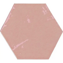 Glanzende roze hexagonale keramische tegel Zellige Hexa Pink 10,8x12,4