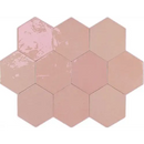 Zellige Hexa Pink tegels in een honingraatpatroon met een mooie roze tint