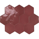Burgundy Zellige Hexa Wine tegels in een honingraatpatroon voor een stijlvol interieur