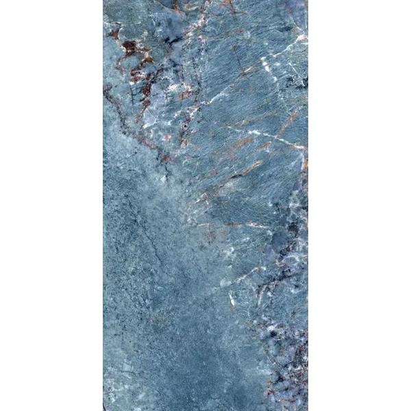 Freya Blue vloertegels met marmerlook, witte aders en rode strepen, 60x120 cm