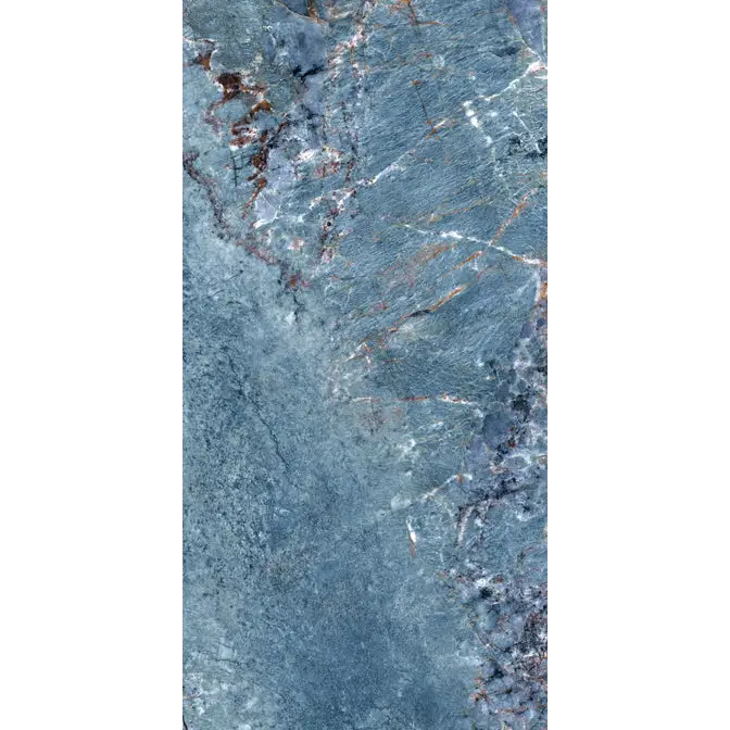Freya Blue vloertegels met marmerlook, witte aders en rode strepen, 60x120 cm