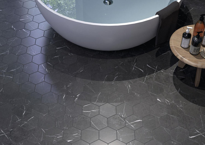 Hexagon Marquina mat 15x17