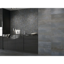 Zwarte glanzende keuken kast met zilveren hardware, ijzeren plaat 60x120 recht style