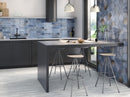 Hexagon Moon Blue glans 16x18