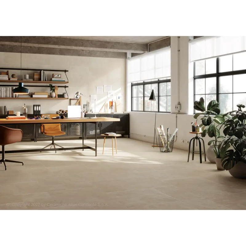 Impact Clay 60x60 rett tegel met industriële betonlook voor moderne kantoren