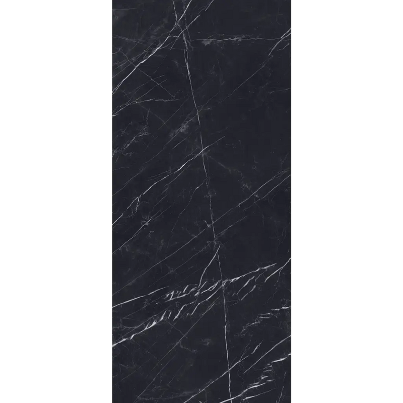 Black marble phone case met witte adering en krassen op de Marquina Black gepolijst 120x280 rett