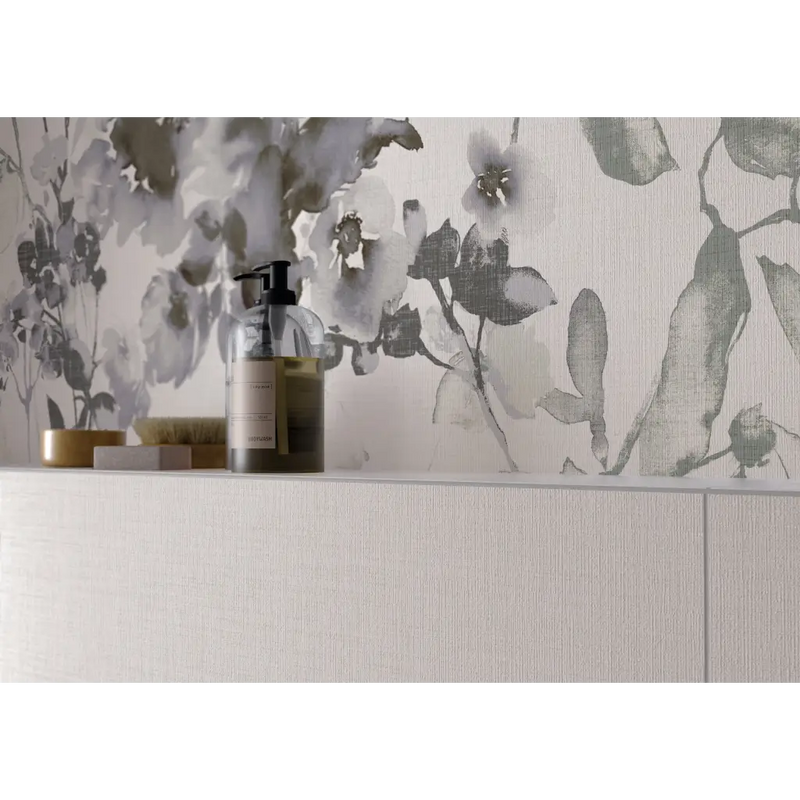 Villore White wandtegel mat 60x120 rett met witte keramische zeepdispenser met zwart pomp