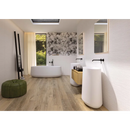 Witte Villore wandtegel mat 60x120 rett met moderne wit wastafel en zwarte kraan