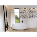 Villore White Swan decor wandtegel 60x120 met witte vrijstaande badkuip en zwarte fixtures