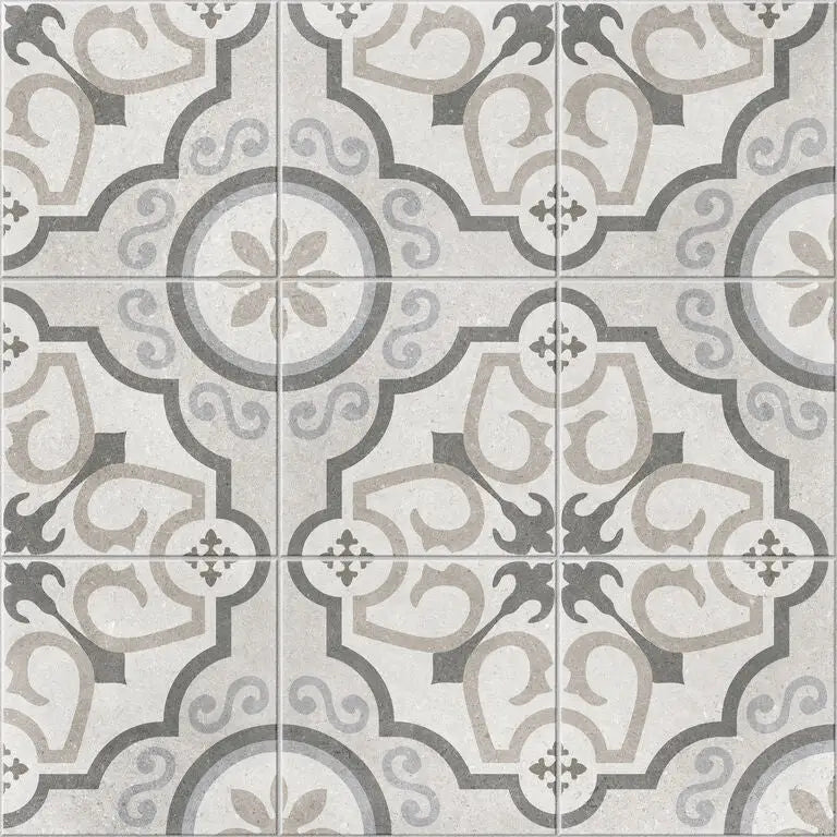 Witte en grijze kamari pisa mat 60x60 met mooie geometrische patroondesigns