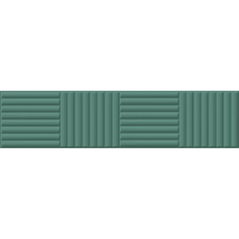 Teal keramische tegel met verticale groeven voor Volume Ocean Bamboo mat 6x25