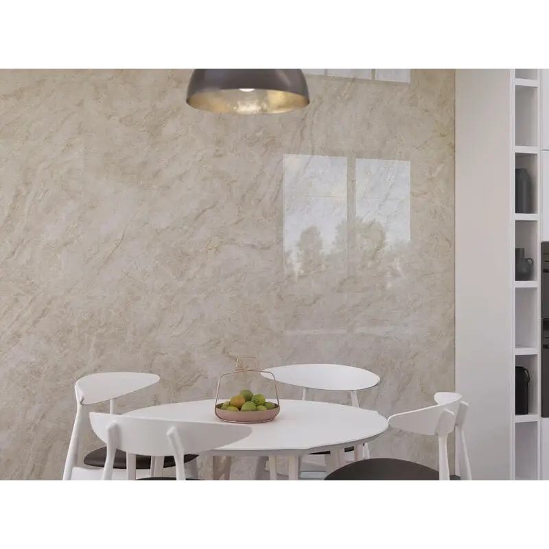 Witte marmeren eettafel Taj Mahal Nature gepolijst 60x120, modern en minimalistisch design