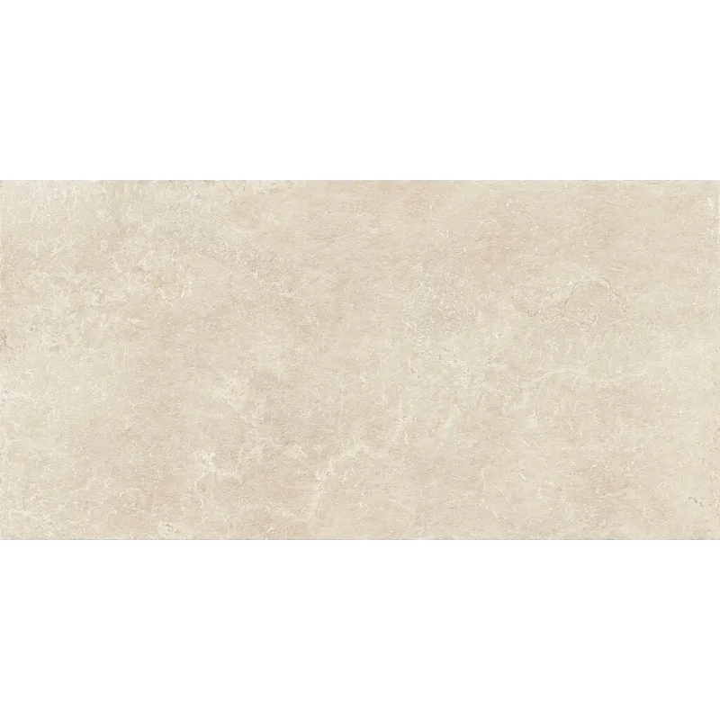 Creamkleurige textured keramische tegel met subtiele aders en matte afwerking, Trevia Beige 60x120 rett