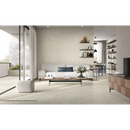 Witte moderne bank met zwarte metalen poten en blauwe deken, perfect met Duolith Wool 30x60