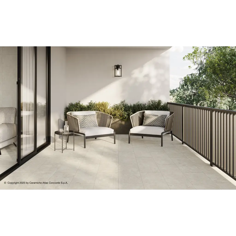 Outdoor patio furniture set met woven wicker en kussens, perfect met Duolith Wool 30x60