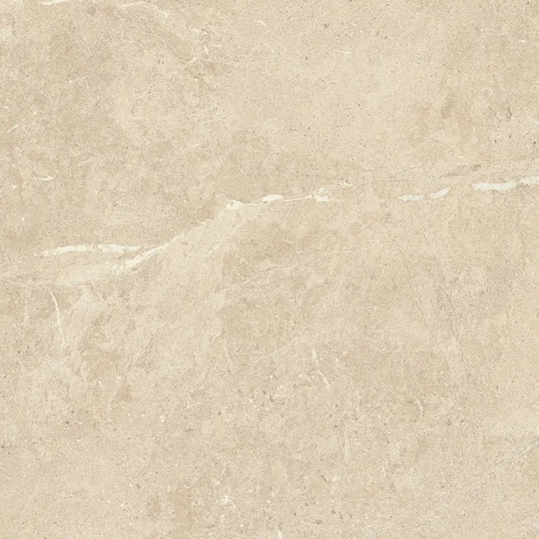 Beige marmer tegelvloer van Duolith Sand 60x60 met subtiele aders en glanzend afwerking