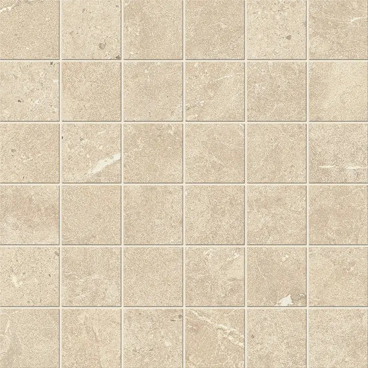 Beige steen mozaiek 5x5 vloer van Duolith Sand Mozaiek op net 30x30