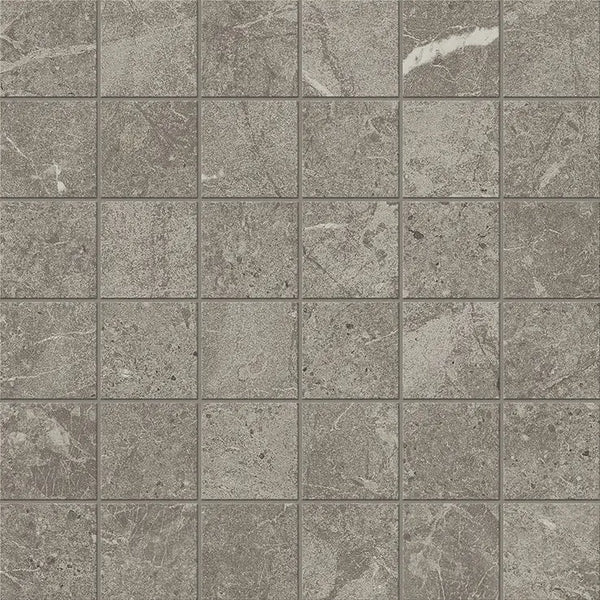 Grijze Duolith Marengo vloertegels met 5x5 mozaiek op 30x30 net, perfect voor je vloer