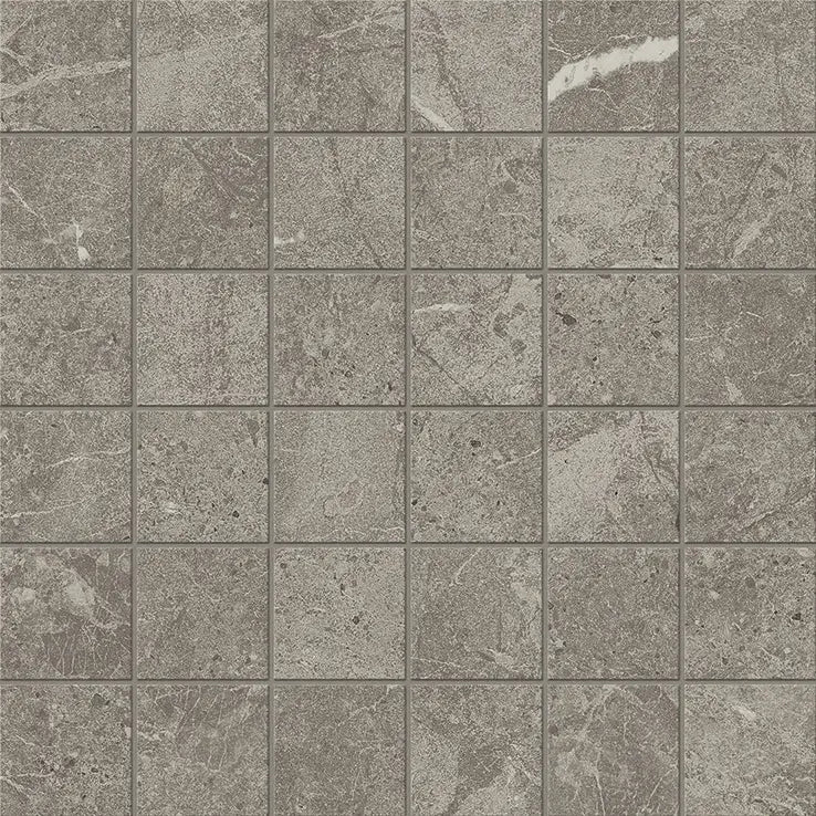 Grijze Duolith Marengo vloertegels met 5x5 mozaiek op 30x30 net, perfect voor je vloer