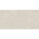 Creamkleurige duolith wool wandtegel 40x80 rett met horizontale lijnen en textuur