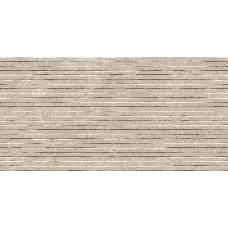 Beige textuur wandtegel Duolith Ivory wandtegel Uneven 40x80 met horizontale lijnen