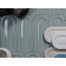 Pale blauwe en witte geglazuurde Gala Sage glans 8x21 gebogen tegelwand