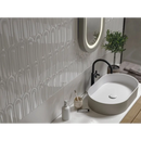 Matte grijze Gala Pearl glans 8x21 vessel wastafel met zwart kraan en modern design