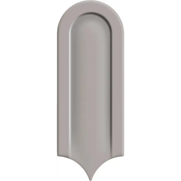 Gala Pearl glans 8x21 grijze boogdecoratieve tegel met glad oppervlak en subtiele textuur