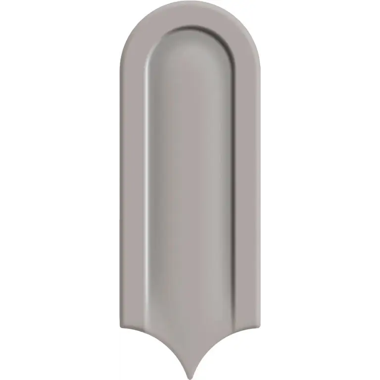 Gala Pearl glans 8x21 grijze boogdecoratieve tegel met glad oppervlak en subtiele textuur