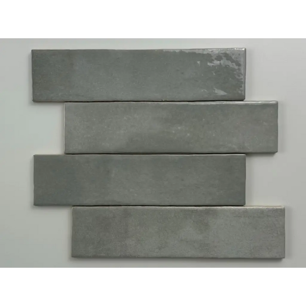 Grijze trend tegels met glans en glad afwerking, 6x24,6 cm, natuurlijke textuur