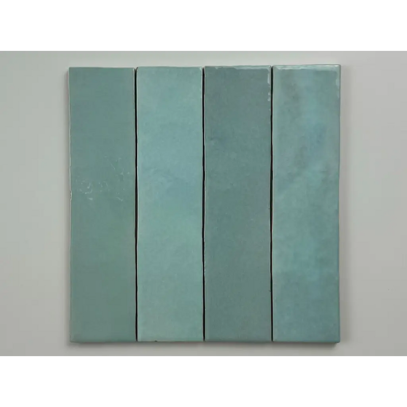 Teal trend tegels licht blauw met glans, 6x24,6 voor een stijlvolle muur of vloer