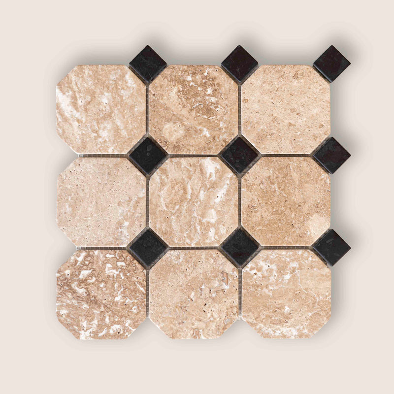 Cleo yellow travertin / black marble