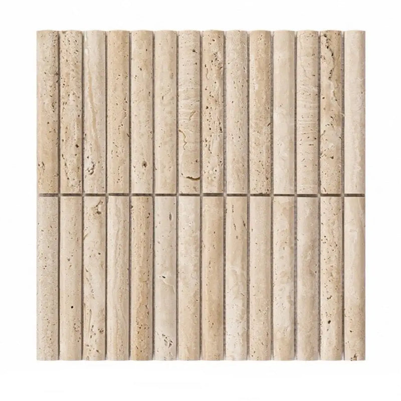 Beige mosaic travertin flute tegels 30x30 cm in gridpatroon