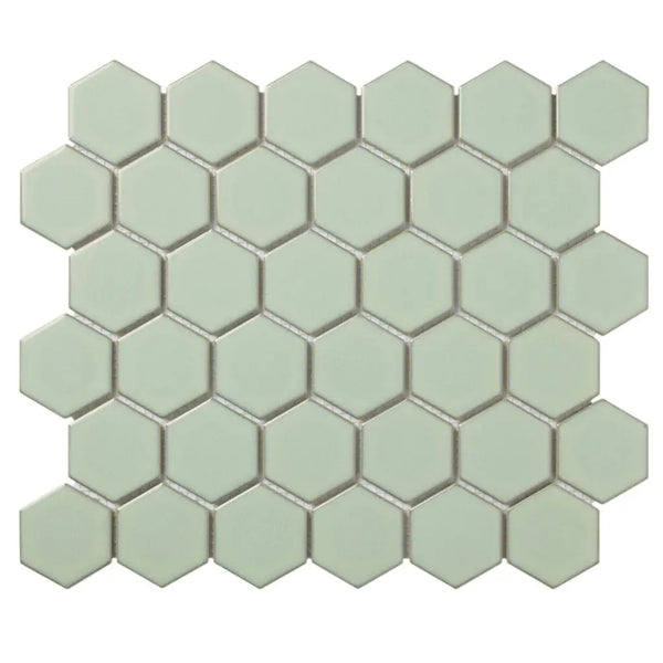 Mintgroene hexagonale mozaïektegels in honingraatpatroon van Light Green Edge Glossy