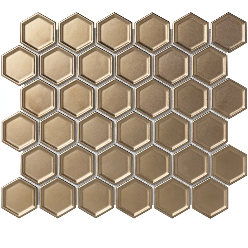 Bronzen metallic hexagonale tegels in honingraatpatroon van AFH13B Brons Metallic