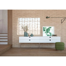 Moderne witte zwevende credenza Alchimia Vision met drie lades en metalen poten