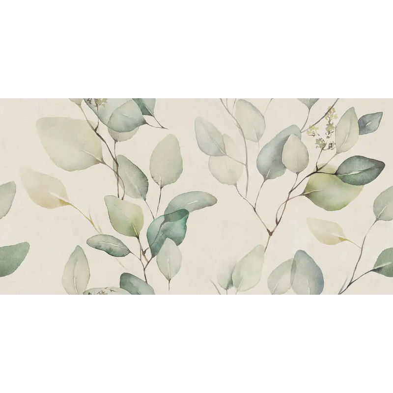 Zachte aquarel eucalyptus bladeren op takken, ideaal voor Alure Ivory Lipra decor