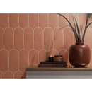 Terracottakleurige Visschub Wandtegel 8x21 met gebogen bogen van Alure Terra Visschub